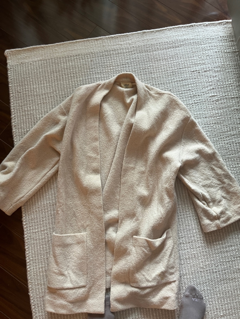 Wilfred Light Beige Open Front Wool Sweater